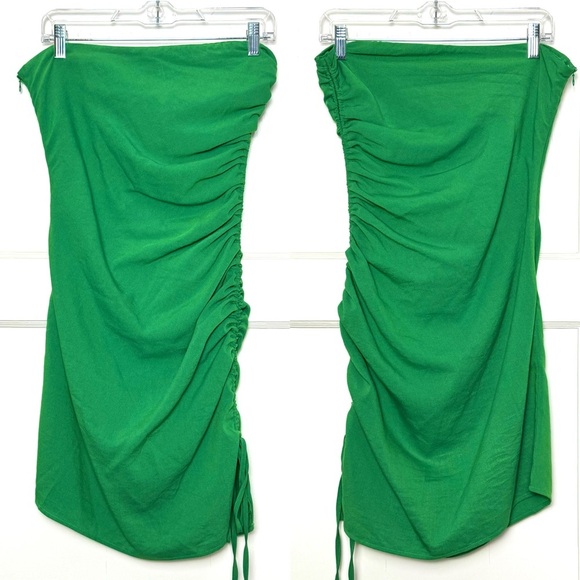 SNDYS X MOLLY KING Green Strapless Ruched Tie Side‎ Slit Sleeveless Mini Dress 6 - Picture 13 of 16